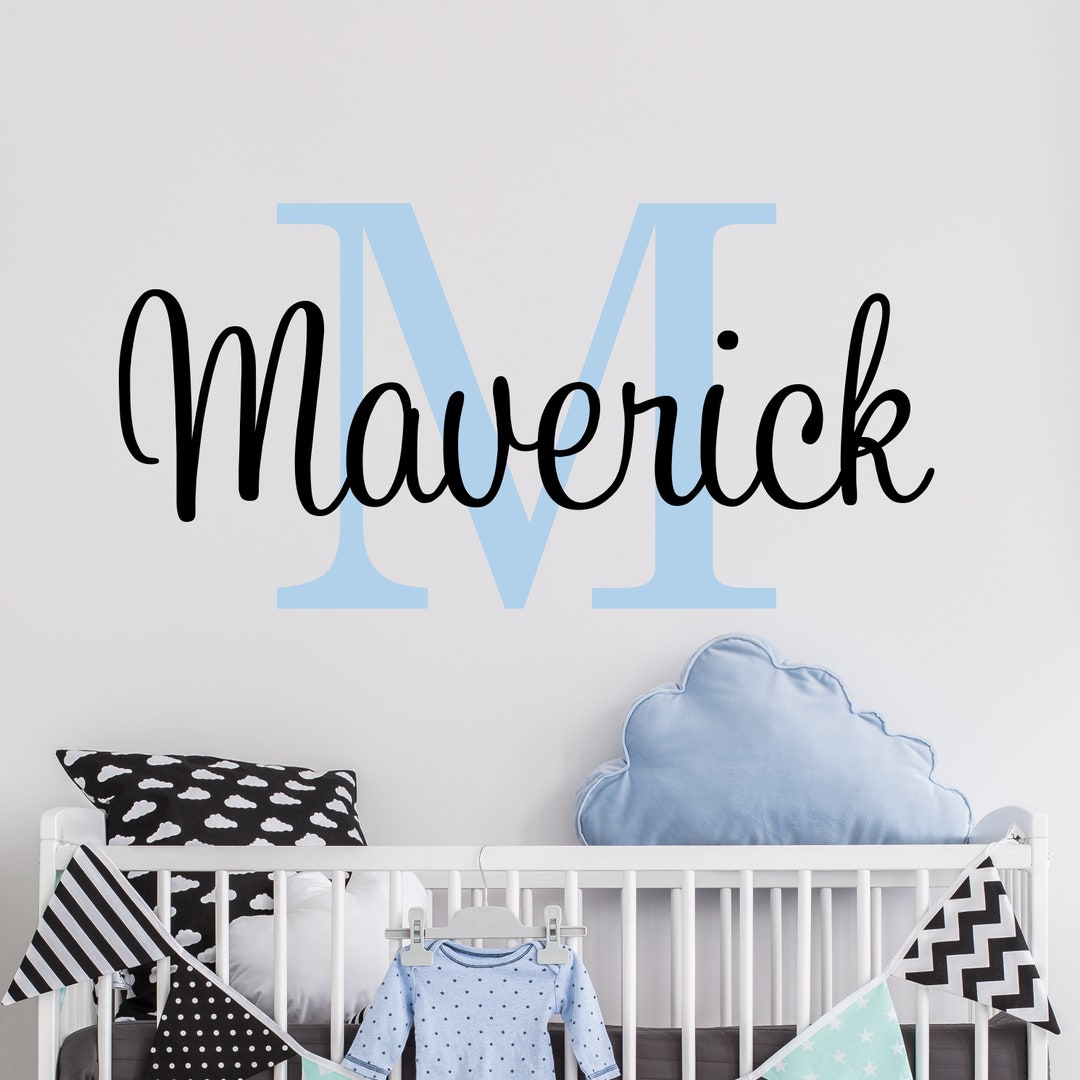 Name Wall Decal Teen Boys Room Decor Baby Boy Nursery Name Decal ...