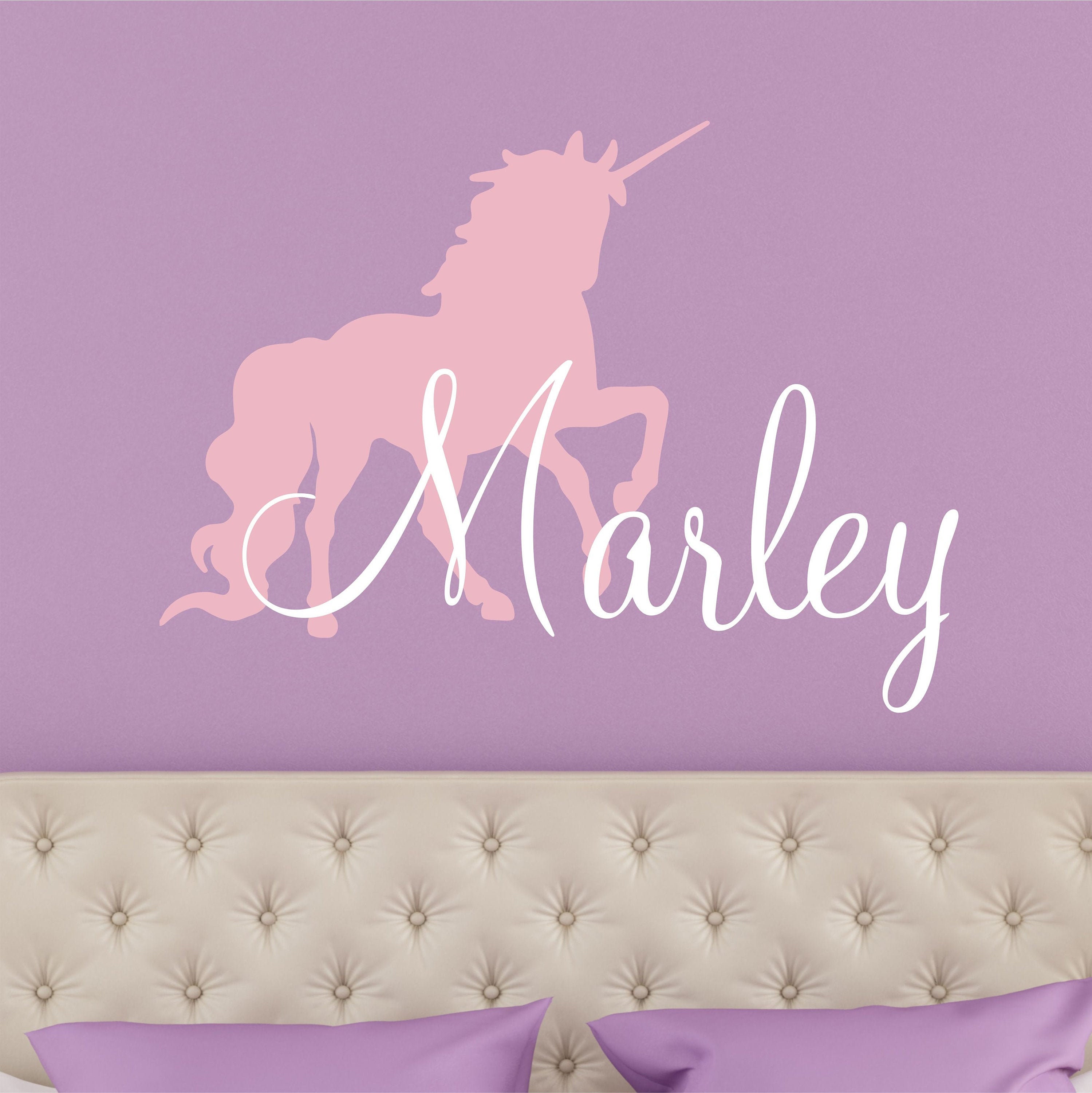 Girls Name Unicorn Wall Decal Girls Name Wall Decal Custom Etsy