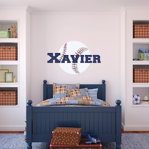 Personalized Name Baseball Wall Decal - Custom Name Baseball Wall Sticker - Vinyl Decal Monogram Girls Boys Room - Nursery Wall Decor