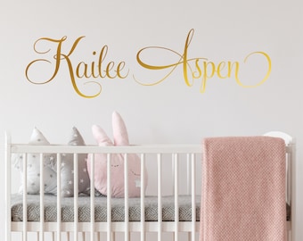 Personalized Name Wall Decal Girl Monogram Initial Fancy Cursive Name ...