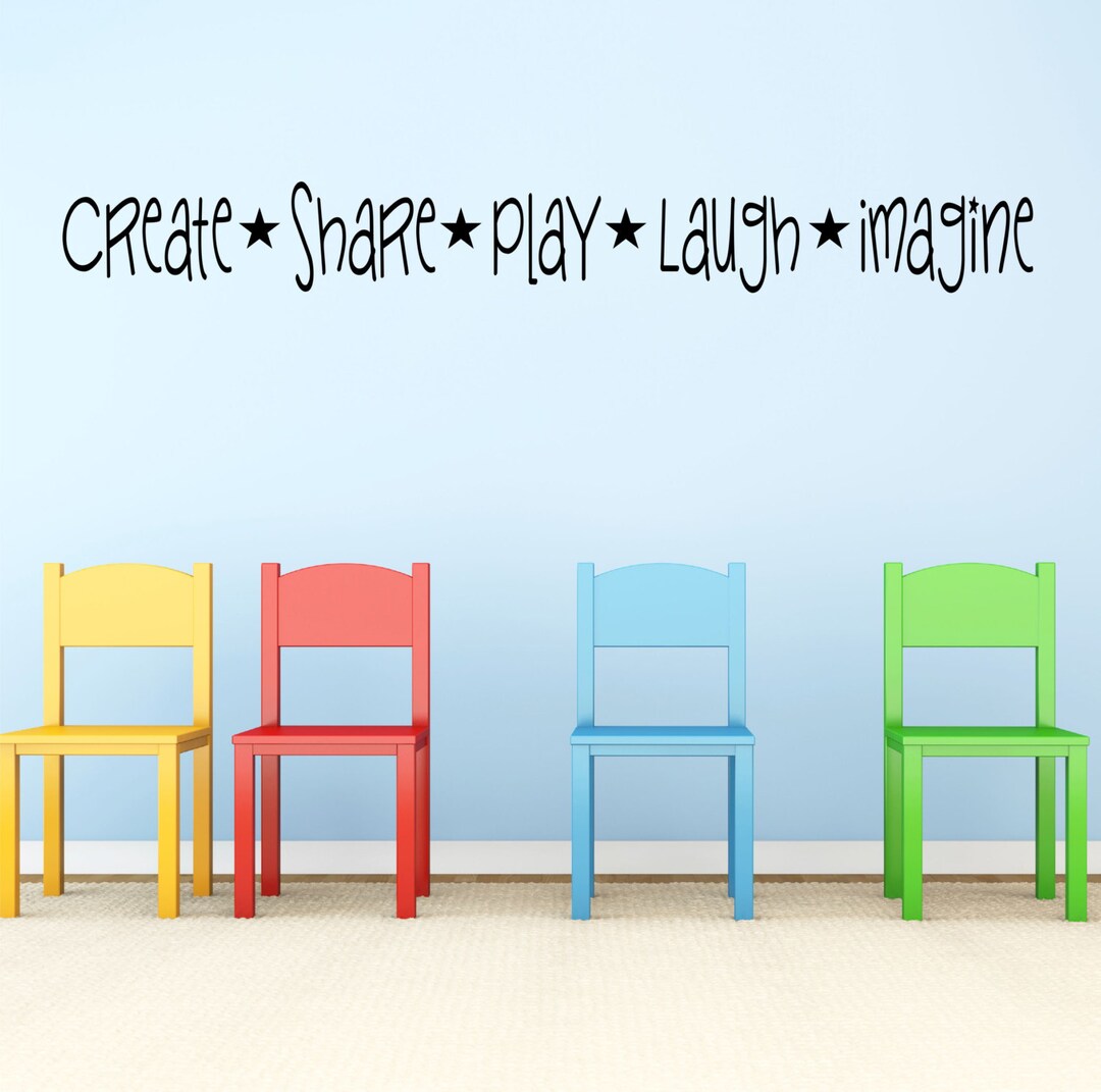 Kids Playroom Wall Decal Sticker - Create Share Play Laugh Imagine ...