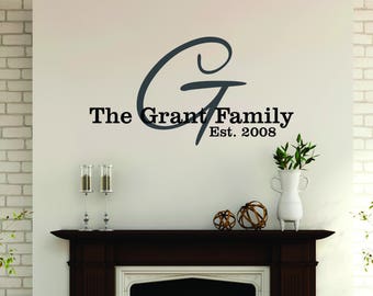 Custom Family Name Wall Decal - Personalized Name Wall Sticker - Custom Name Wall Sign - Monogram Stencil - Name and Est Wall Decor