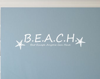 Beach Wall Decal Sticker - Beach House Wall Decor - Life is better at the Beach Wall Art - Beach Wedding - Paradise Starfish Wall Sticker