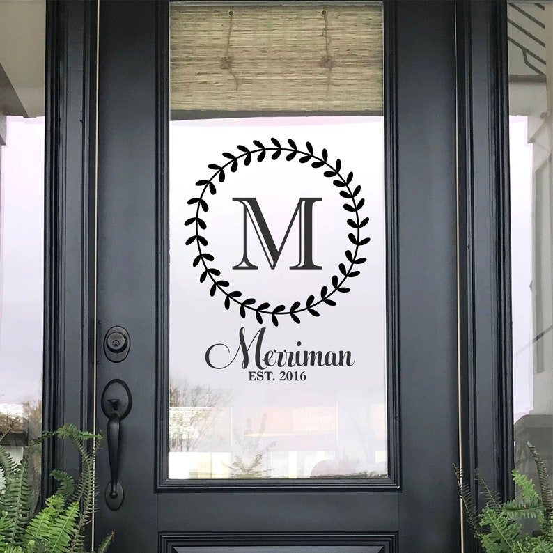 Personalized Door Decal Front Door Wreath Decal Glass Etsy