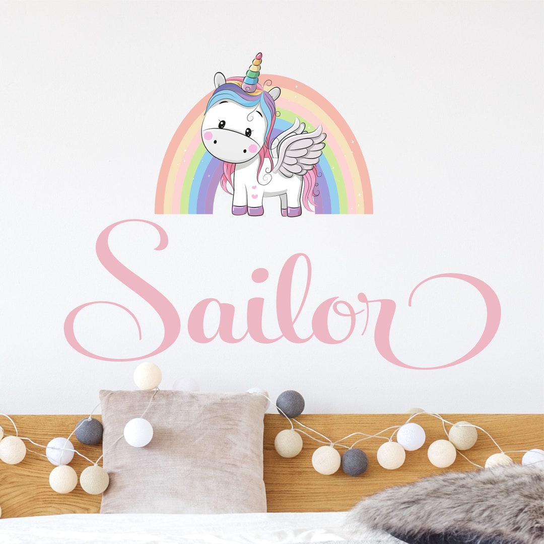 Personalized Name Unicorn Wall Decal Custom Name Unicorn Etsy