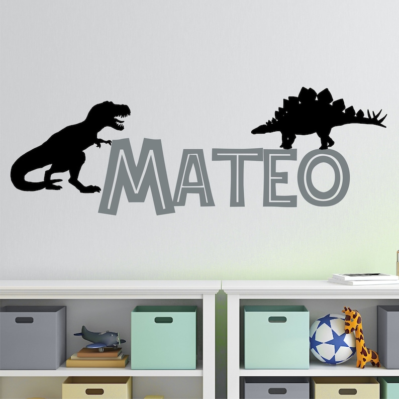 Boys Name Wall Decal Boys Name Dinosaur Wall Decal Jurassic Etsy