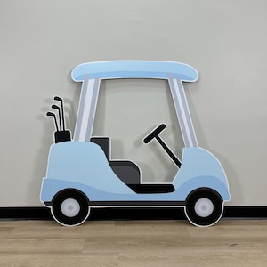 Golf Cart Prop - Hole in One Birthday Party - Free Standing Golf Cart Cutout - Custom Color Golf Cart for Birthday - Golf Cart Birthday Prop