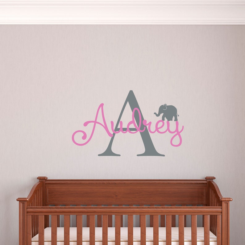 Personalized Name Elephant Wall Decal Custom Name Elephant Etsy