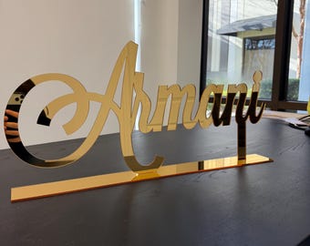 Standing Acrylic Name Sign | Standing Name Sign for Cake Table | Mirror Acrylic Name for Sweet 16  | Multiple Fonts | Quinceañera Name Sign