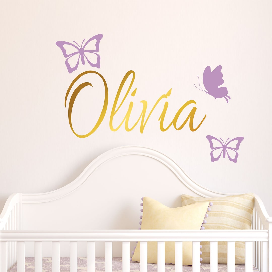 Personalized Name Butterfly Wall Decals - Custom Nursery & Girls Room Decor In Pink