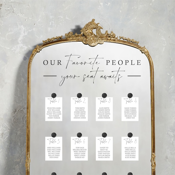 Our Favorite People your seat awaits - Wedding Seating Chart Header Decal for Mirror - Our Favorite People Welcome Sign - Wedding Welcome