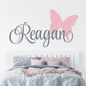 Name Wall Decal Butterfly Personalized Name Butterfly Wall Decal - Custom Name Butterfly Wall Sticker - Vinyl Decal Monogram Girls Boys Room