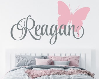 Personalized Name Butterfly Wall Decal - Custom Name Butterfly Wall ...