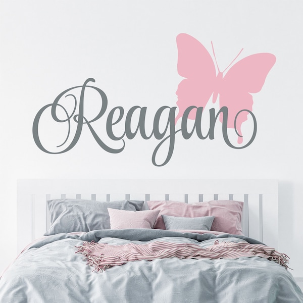 Name Wall Decal Butterfly Personalized Name Butterfly Wall Decal - Custom Name Butterfly Wall Sticker - Vinyl Decal Monogram Girls Boys Room