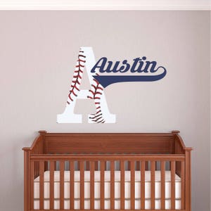 Personalized Name Baseball Wall Decal - Custom Name Baseball Wall Sticker - Vinyl Decal Monogram Girls Boys Room - Nursery Wall Decor