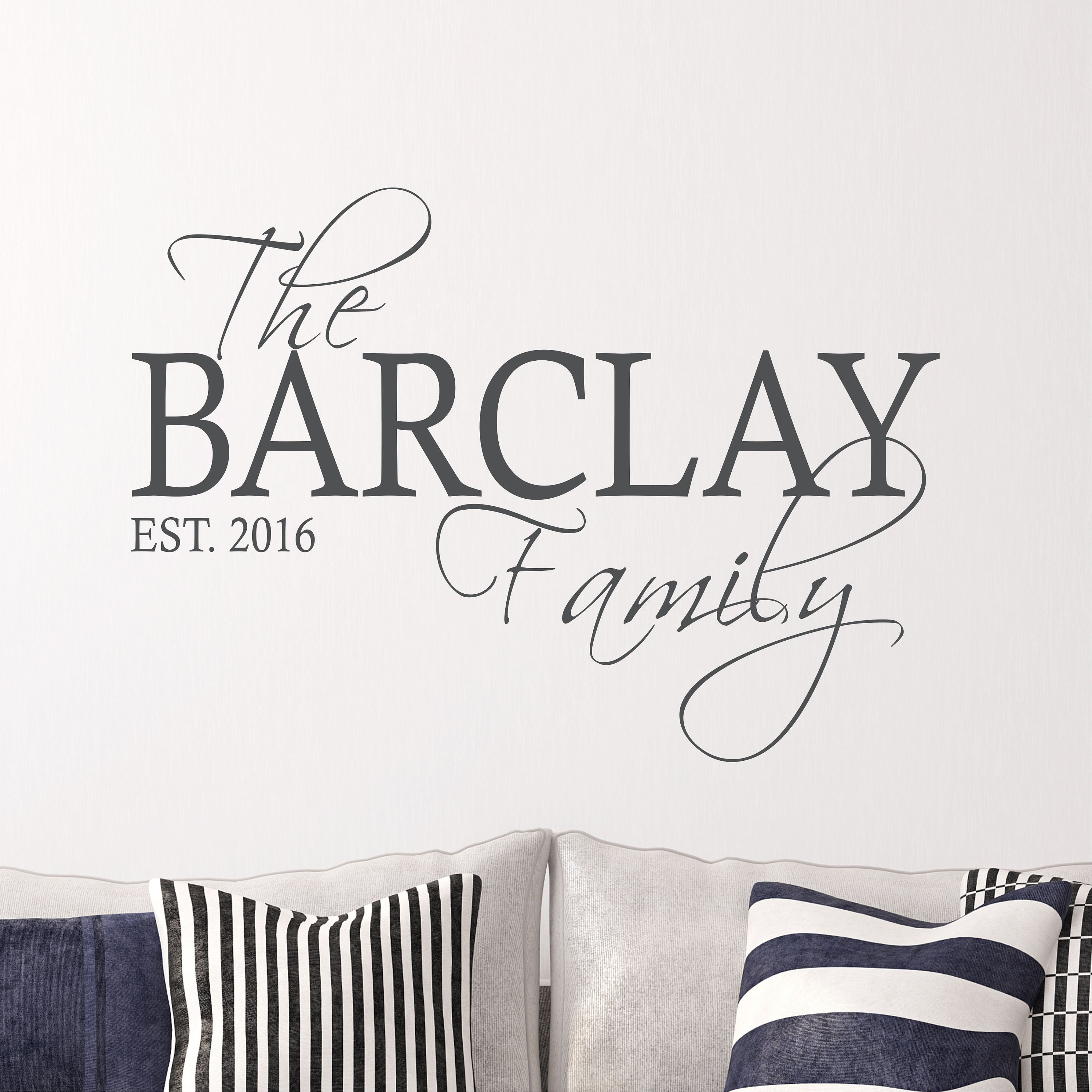 Personalized Family Name Wall Decal - Custom Family Name Vinyl Wall ...