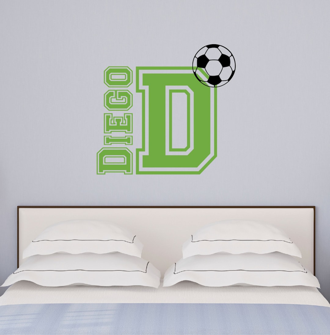 Personalized Name Soccer Wall Decal - Custom Name Soccer Wall Sticker ...
