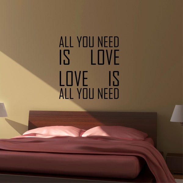 All You Need is Love Wall Decal Etsy