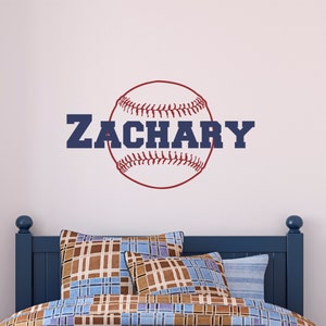 Personalized Name Baseball Wall Decal - Custom Name Baseball Wall Sticker - Vinyl Decal Monogram Girls Boys Room - Childrens Wall Decor
