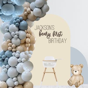 Beary First Birthday Decal - Beary 1st Theme Birthday Party Backdrop - First Birthday for Balloon Arch - Birthday Sticker for Chiara Wall