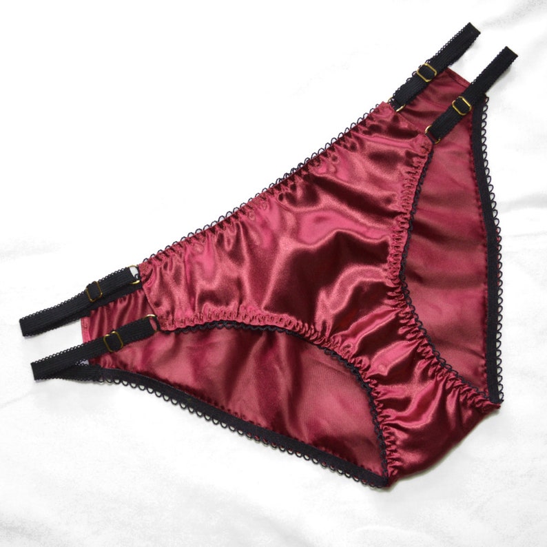 Fatal Passion Strappy Satin Knickers in Wine. Red Satin Etsy