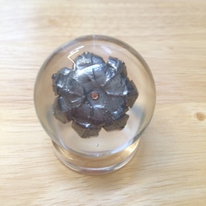40S&W Speer Gold Dot - 165 Grain Bullet - Fully Expanded - Bullet Sphere - Clear Acrylic Ring Stand