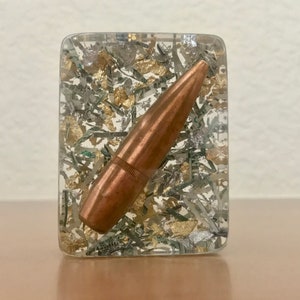 Money Shot - .50BMG Display Piece - With Gold, Silver andShredded Hundred Dollar Bills