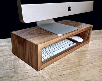 Walnut monitor stand | Desk organizer | computer riser | Desktop storage cubby | Laptop dock | TV riser
