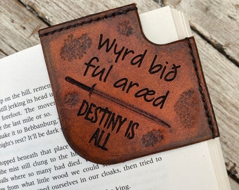 Last Kingdom Corner Bookmark Leather Saxon stories Hand Made Quote Bernard Cornwell Gift Book Accessories Hand Writing Style Destiny Is All