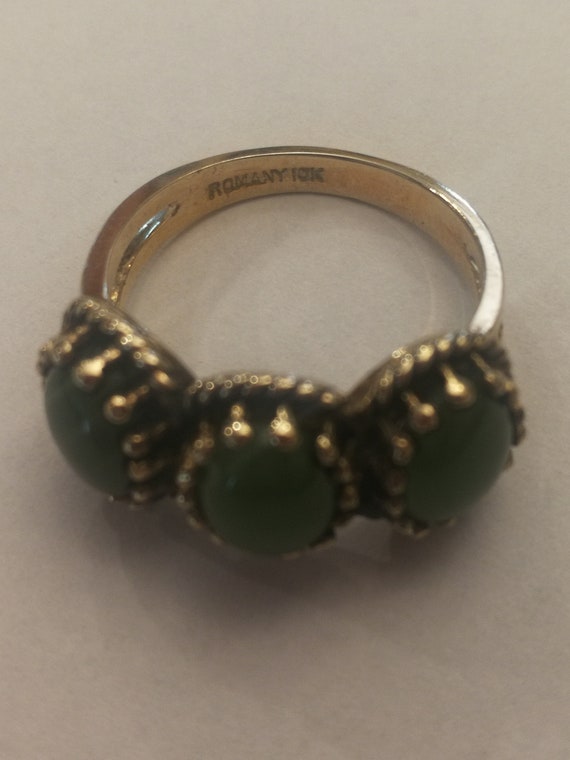 10K Yellow Gold Jade Ring - image 2