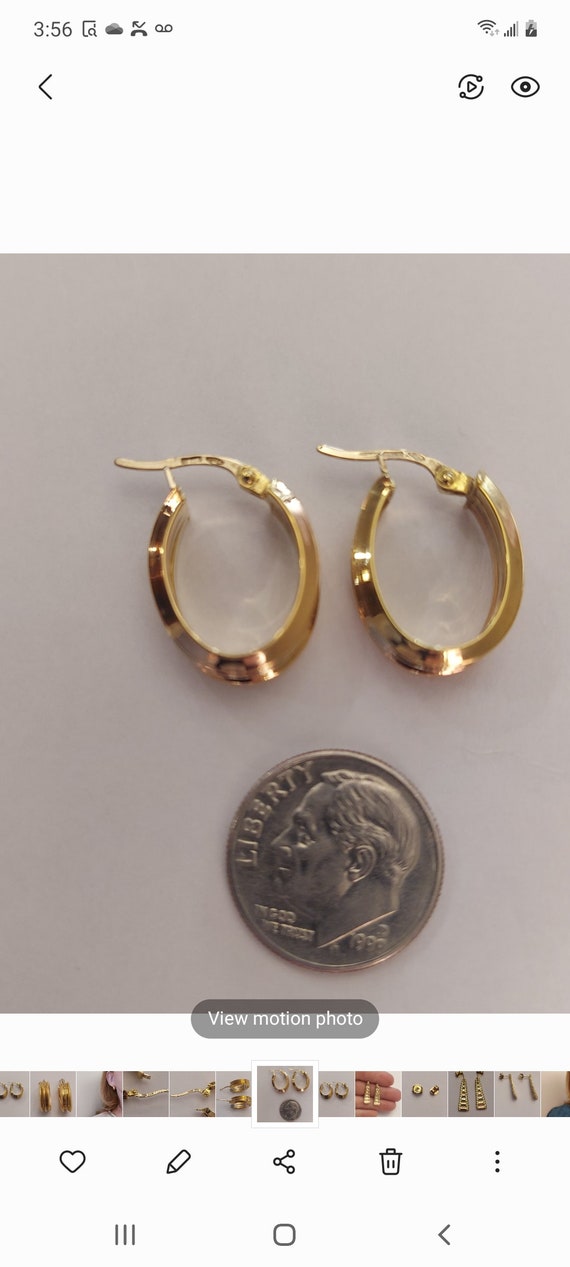 18K yellow Gold Wide Hoop Earrings - image 4