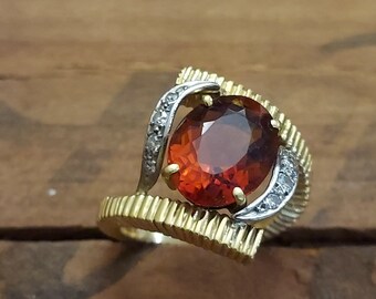 18K Ladies Vintage Citrine and Diamond Ring