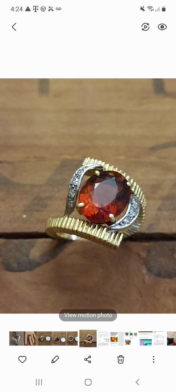 18K Ladies Vintage Citrine and Diamond Ring