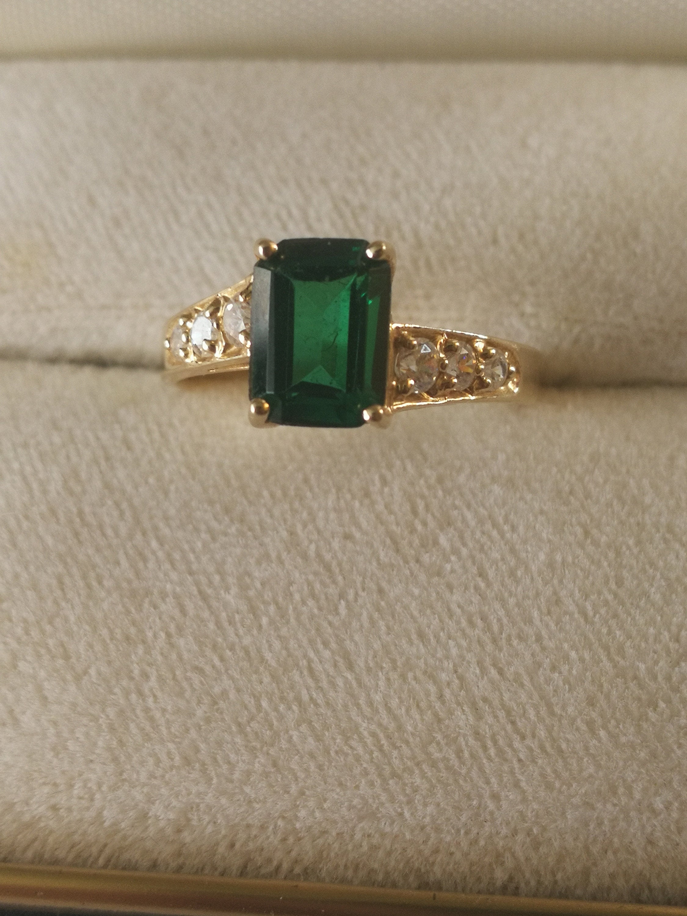Fashion Gold plated Green Square Stone Ring Girls Jewelry - Temu