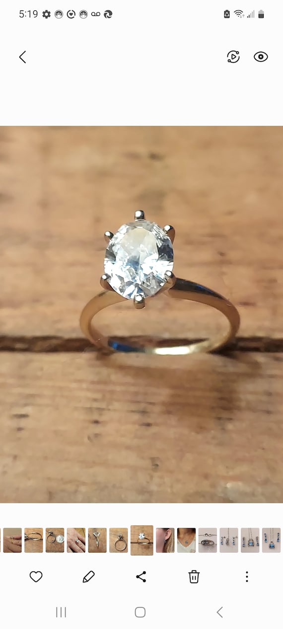 14k Yellow Gold Oval Solitaire CZ Ring