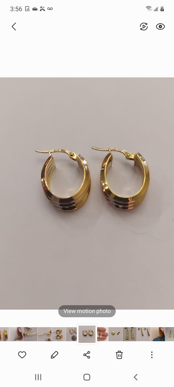 18K yellow Gold Wide Hoop Earrings - image 3