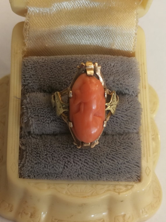 10K Rose and Green Gold Carnelian Ring