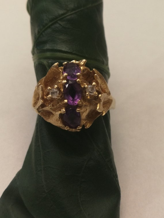 14K Amethyst and Diamond Ring