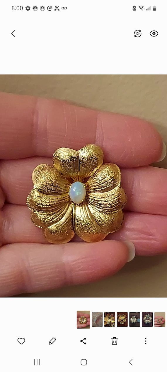 14K Gold Fancy Opal Pin Brooch