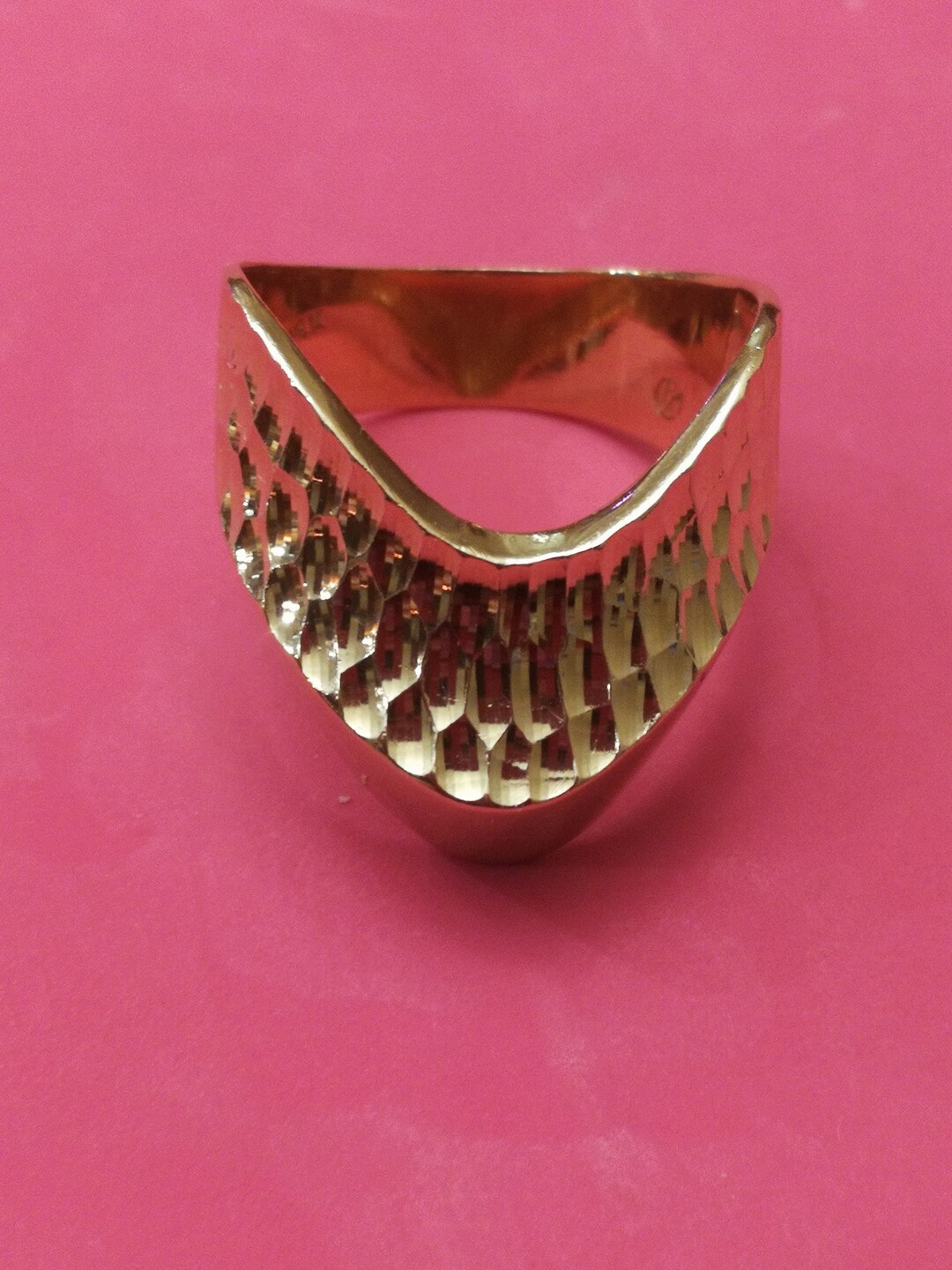 14K Yellow Gold Huge Statement Ring Etsy
