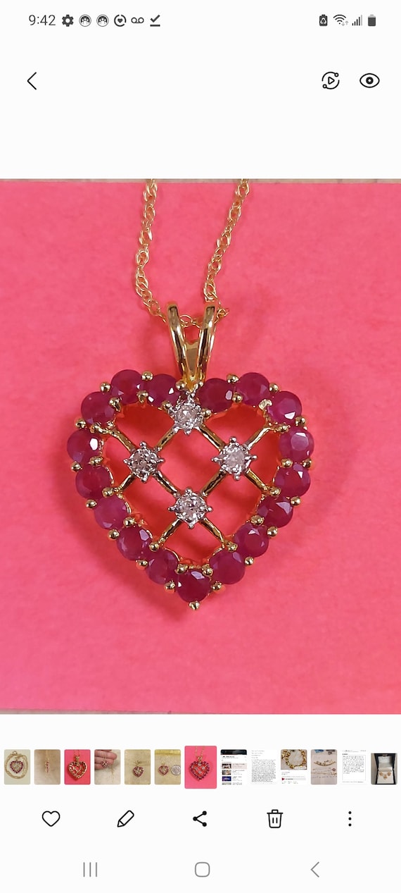 10K Gold Ruby Diamond Heart Pendant