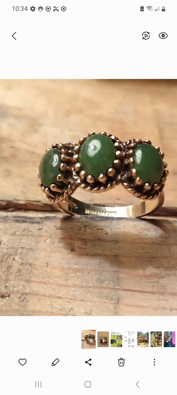 10K Yellow Gold Jade Ring - image 8