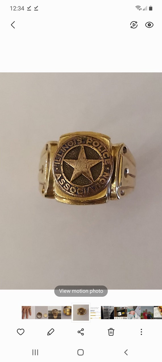 10K Gold Vintage Illinois Police Association Ring