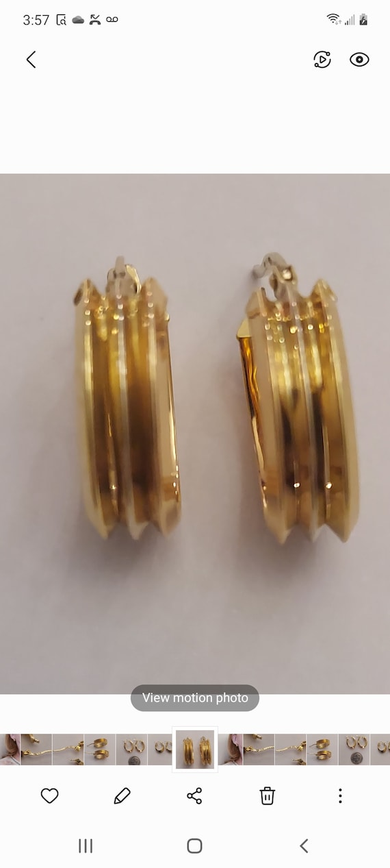 18K yellow Gold Wide Hoop Earrings - image 9