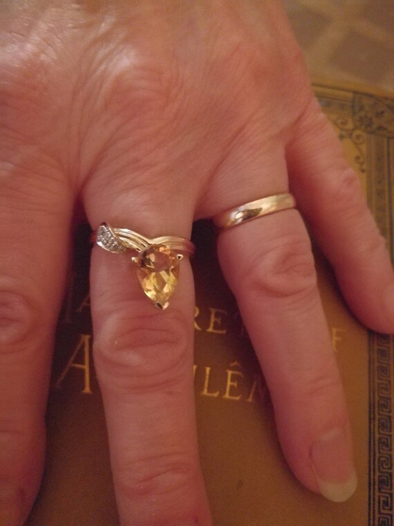14K Citrine and Diamond Ring - image 2