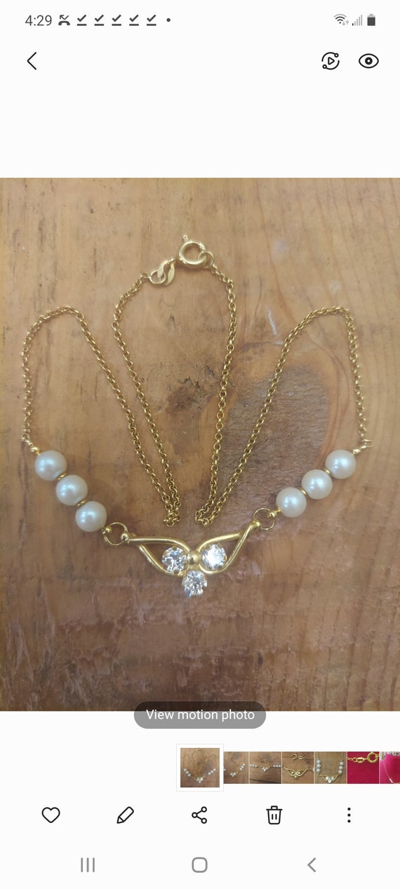 18K Faux Pearl Cz necklace.