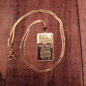 14K Replica Gold Ingot Pendant