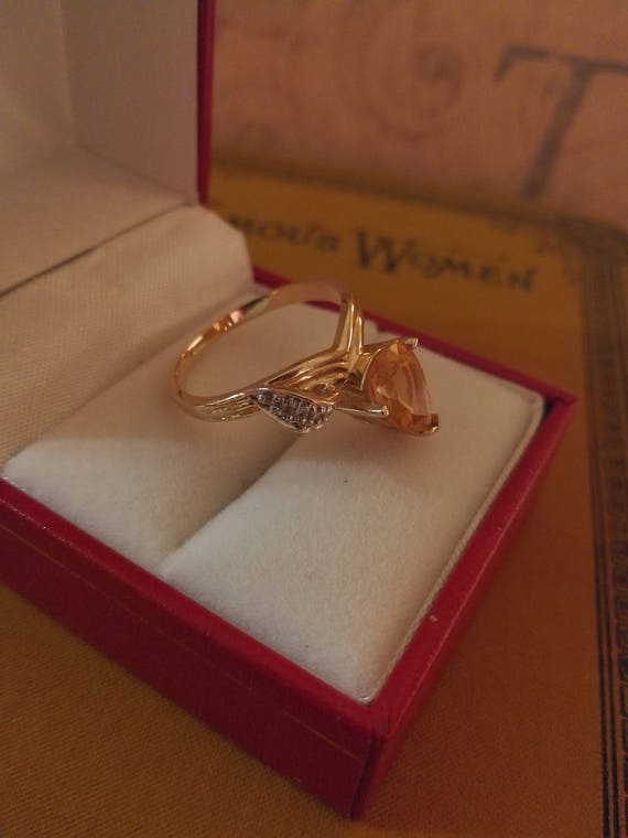 14K Citrine and Diamond Ring - image 3