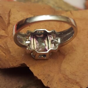 14K White Gold Ladies Synthetic Alexandrite and Diamond Ring image 8