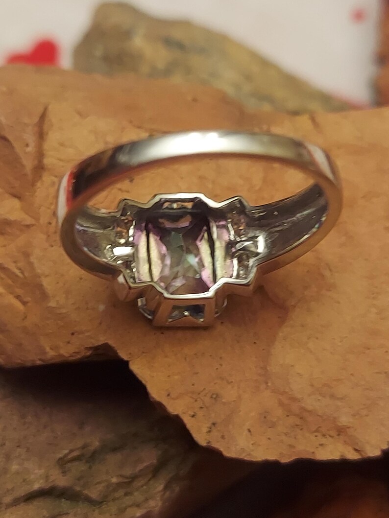 14K White Gold Ladies Synthetic Alexandrite and Diamond Ring image 8